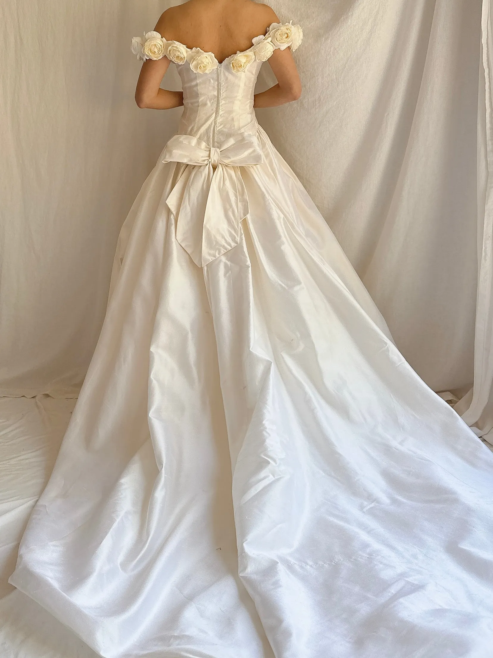 Vintage Silk Rosette Gown - XS