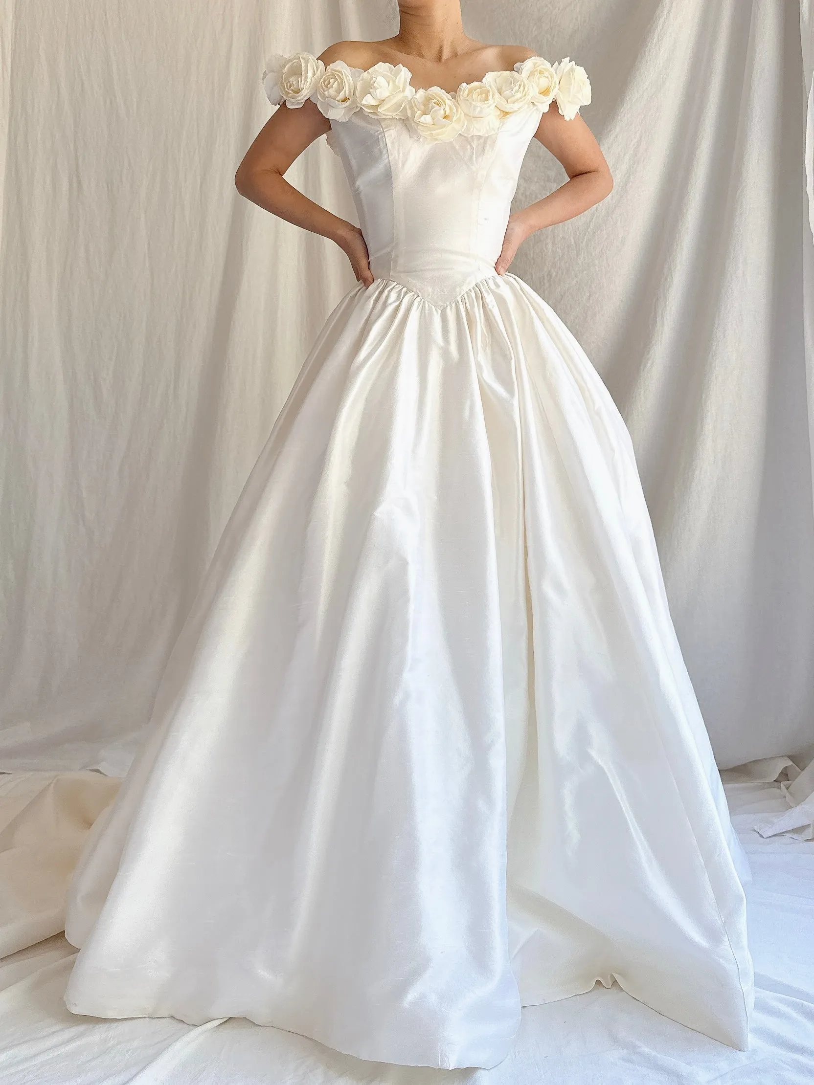 Vintage Silk Rosette Gown - XS