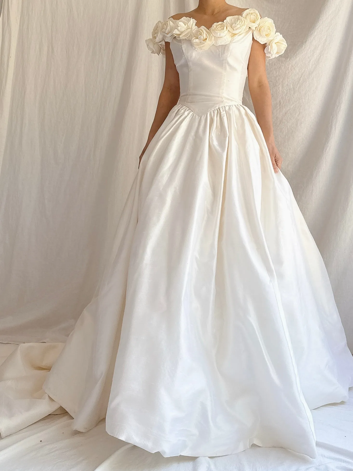 Vintage Silk Rosette Gown - XS