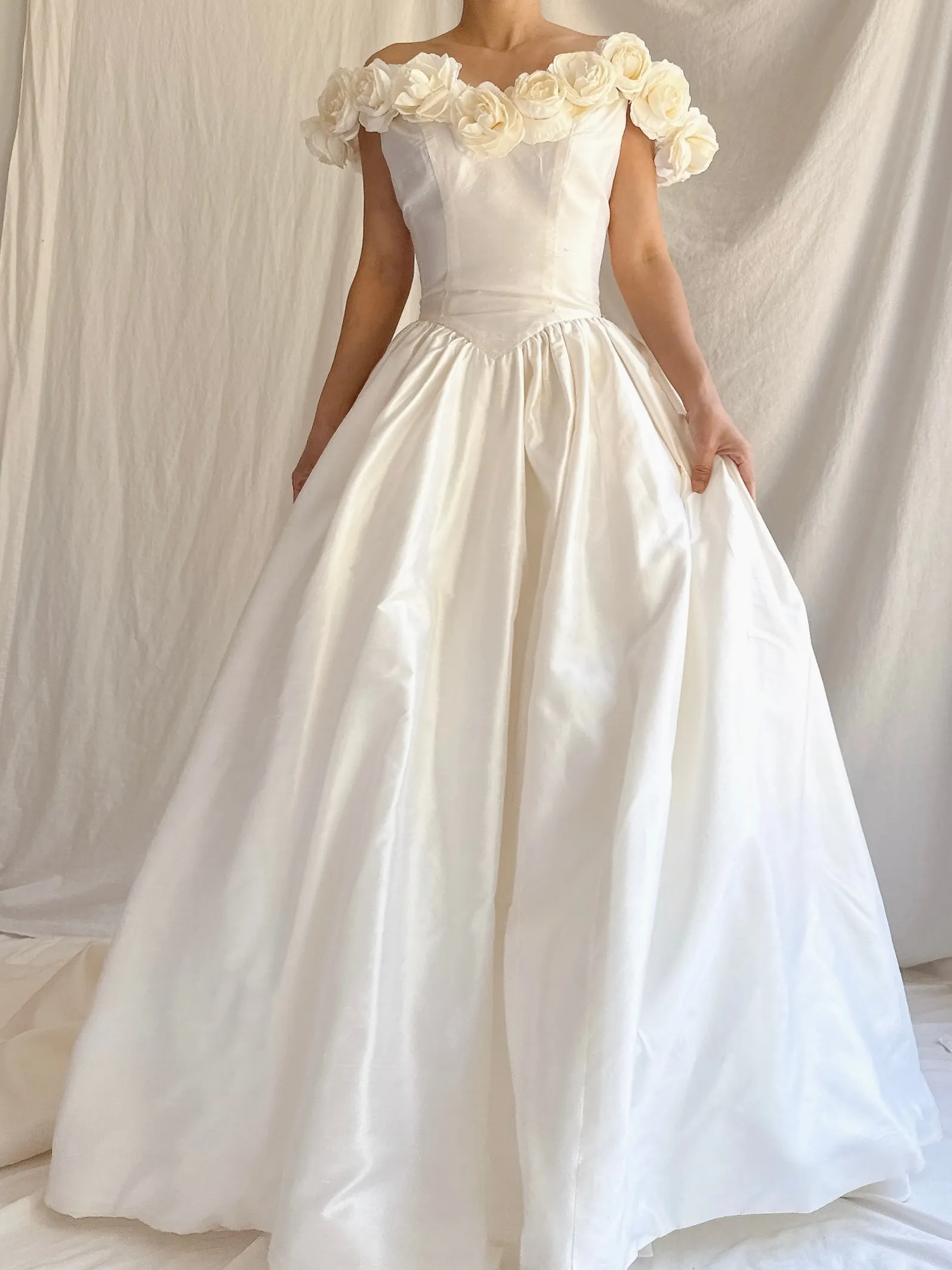 Vintage Silk Rosette Gown - XS