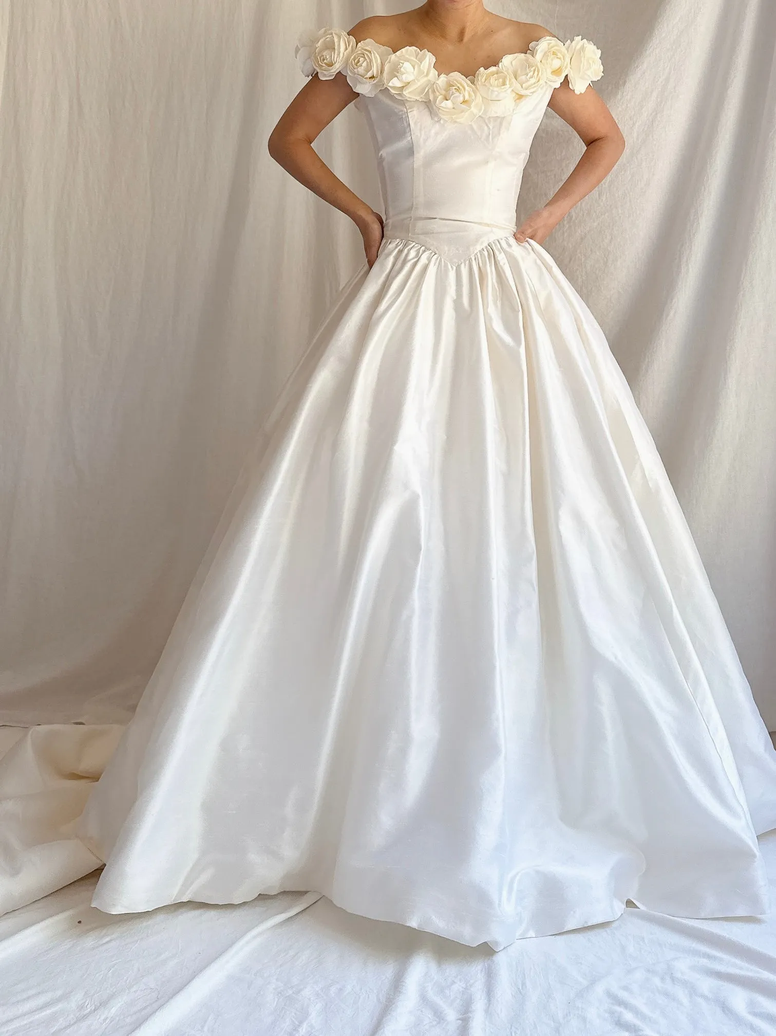 Vintage Silk Rosette Gown - XS