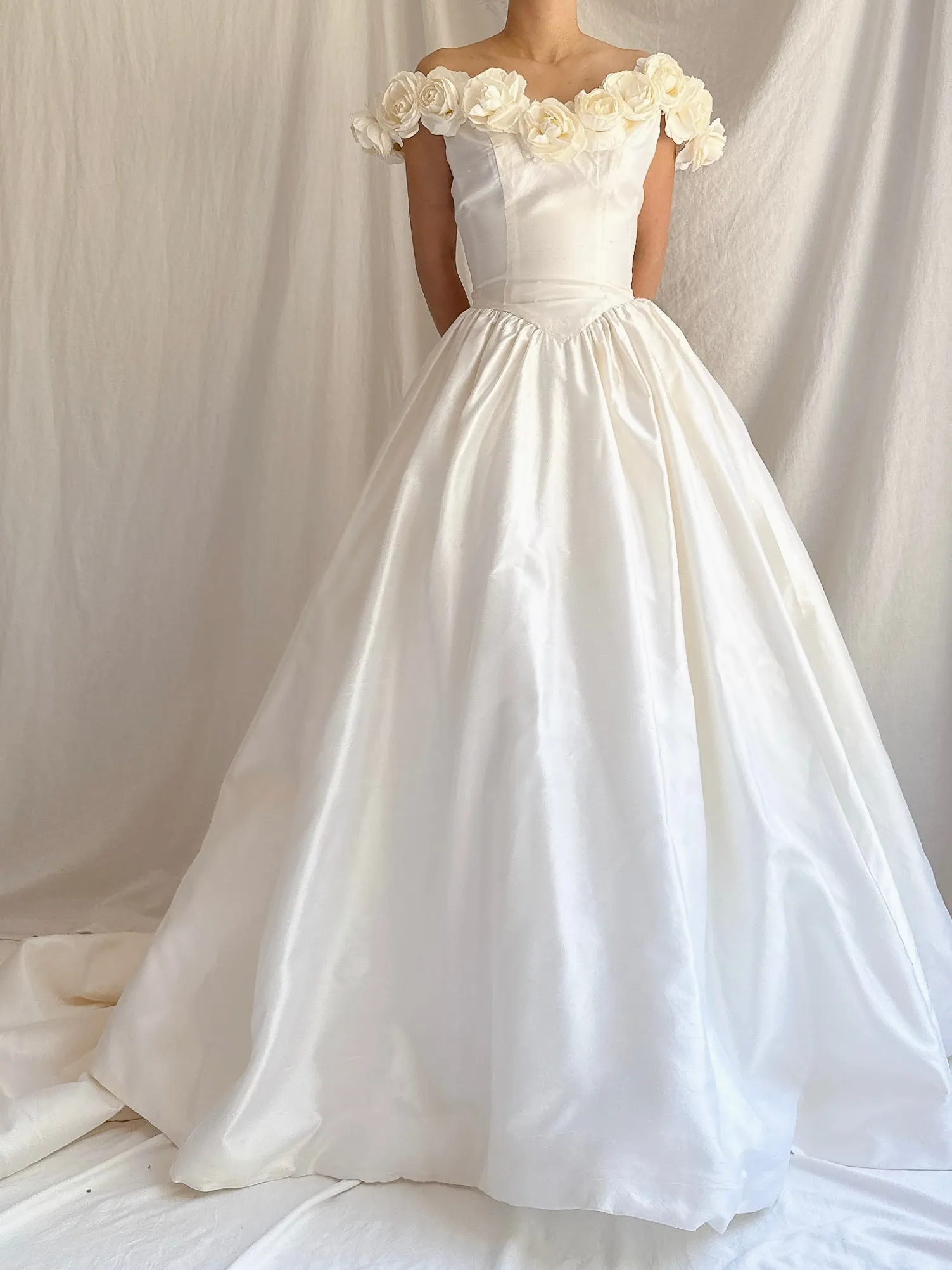 Vintage Silk Rosette Gown - XS