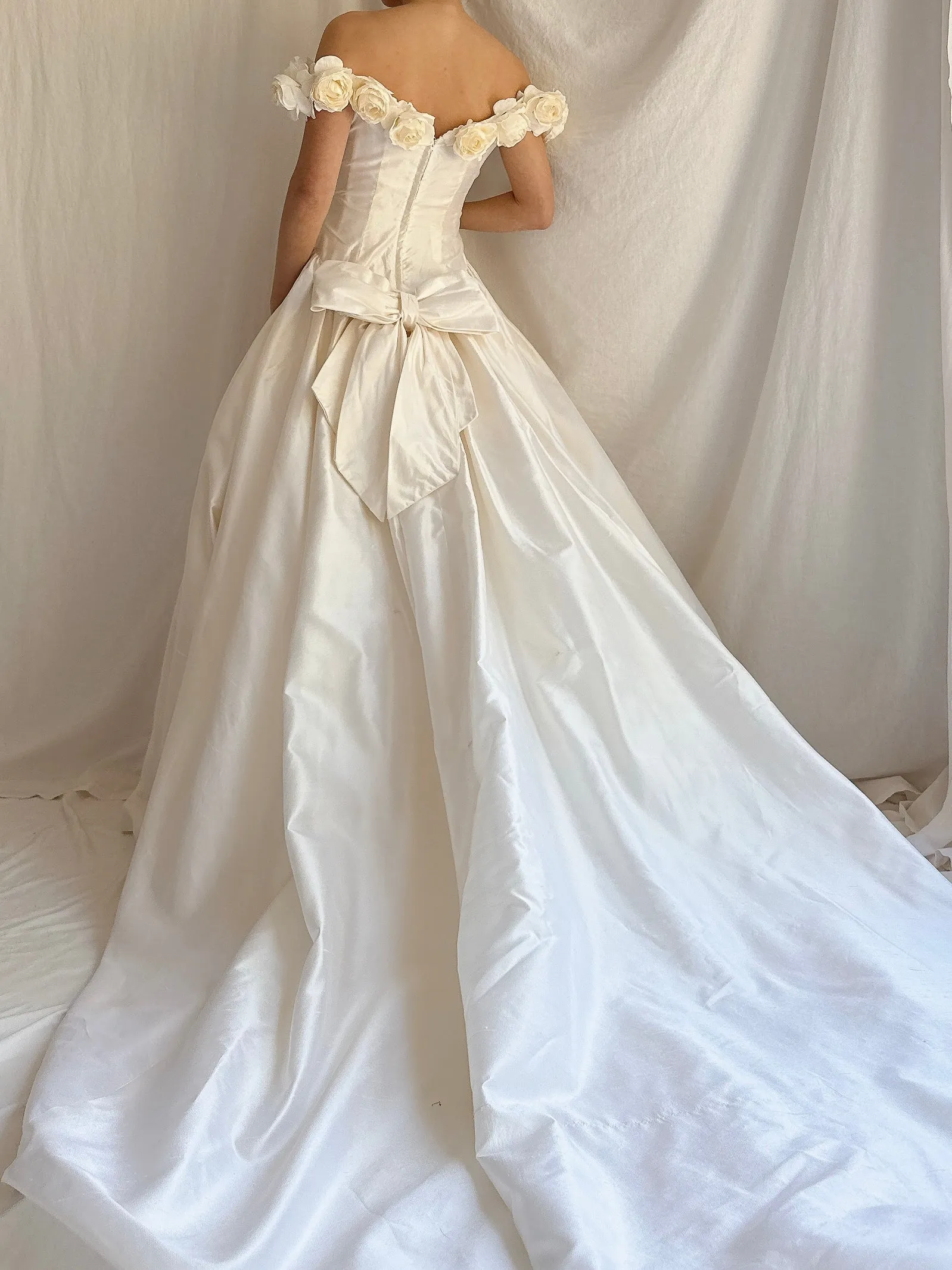 Vintage Silk Rosette Gown - XS