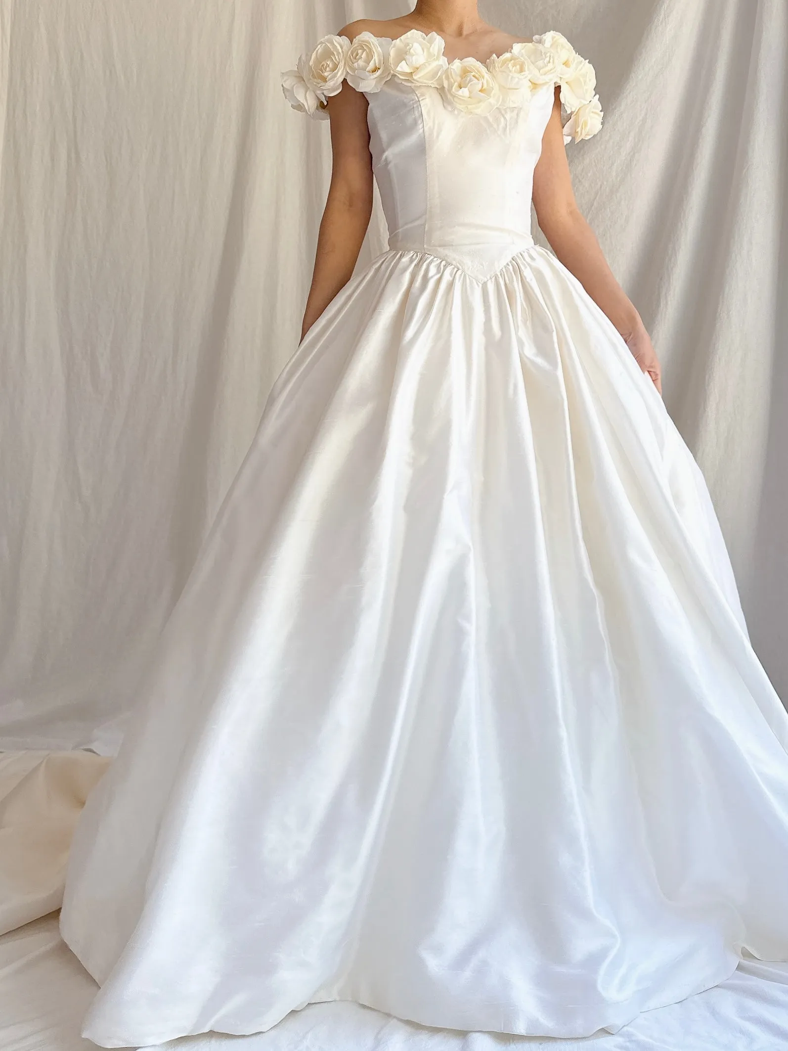 Vintage Silk Rosette Gown - XS