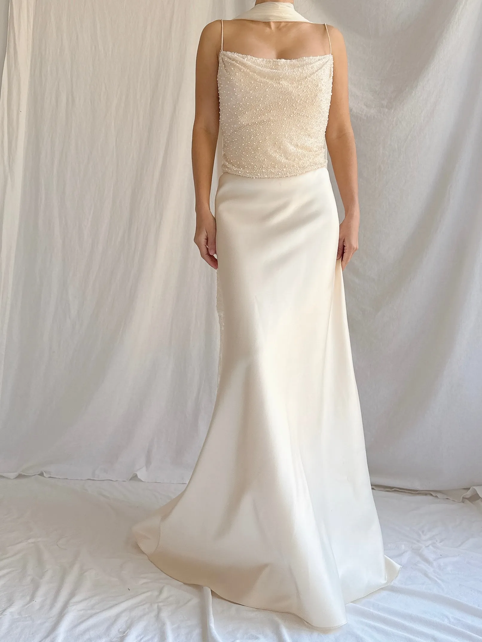 Vintage Silk/Satin Beaded Gown - M/8