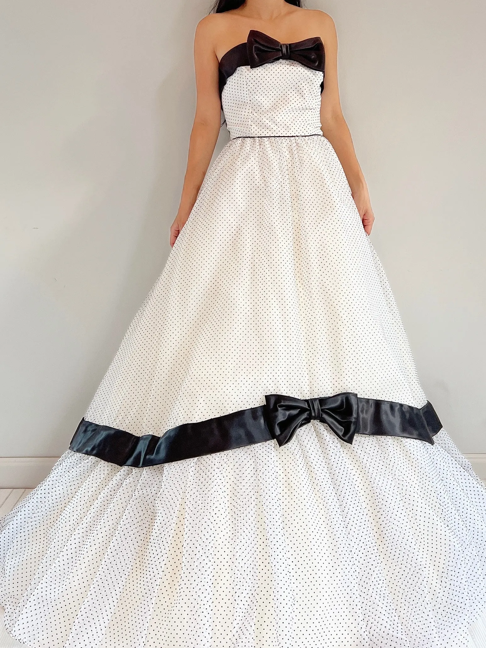 Vintage Strapless Dotted Dress - S/M