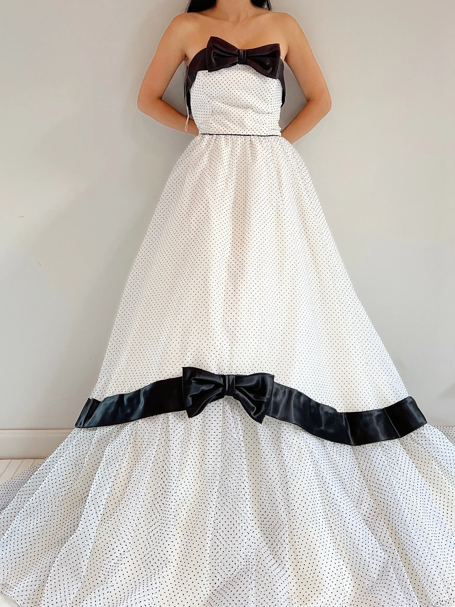 Vintage Strapless Dotted Dress - S/M