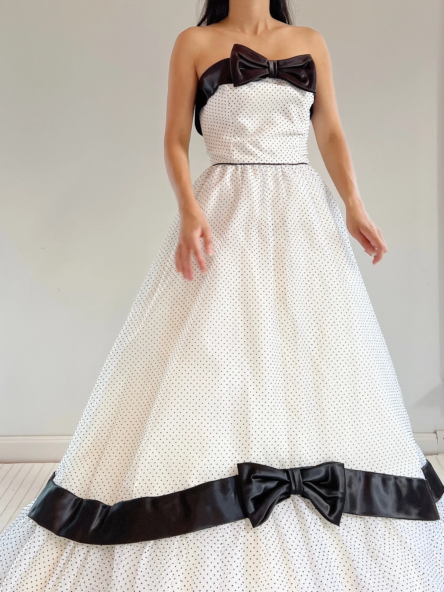 Vintage Strapless Dotted Dress - S/M