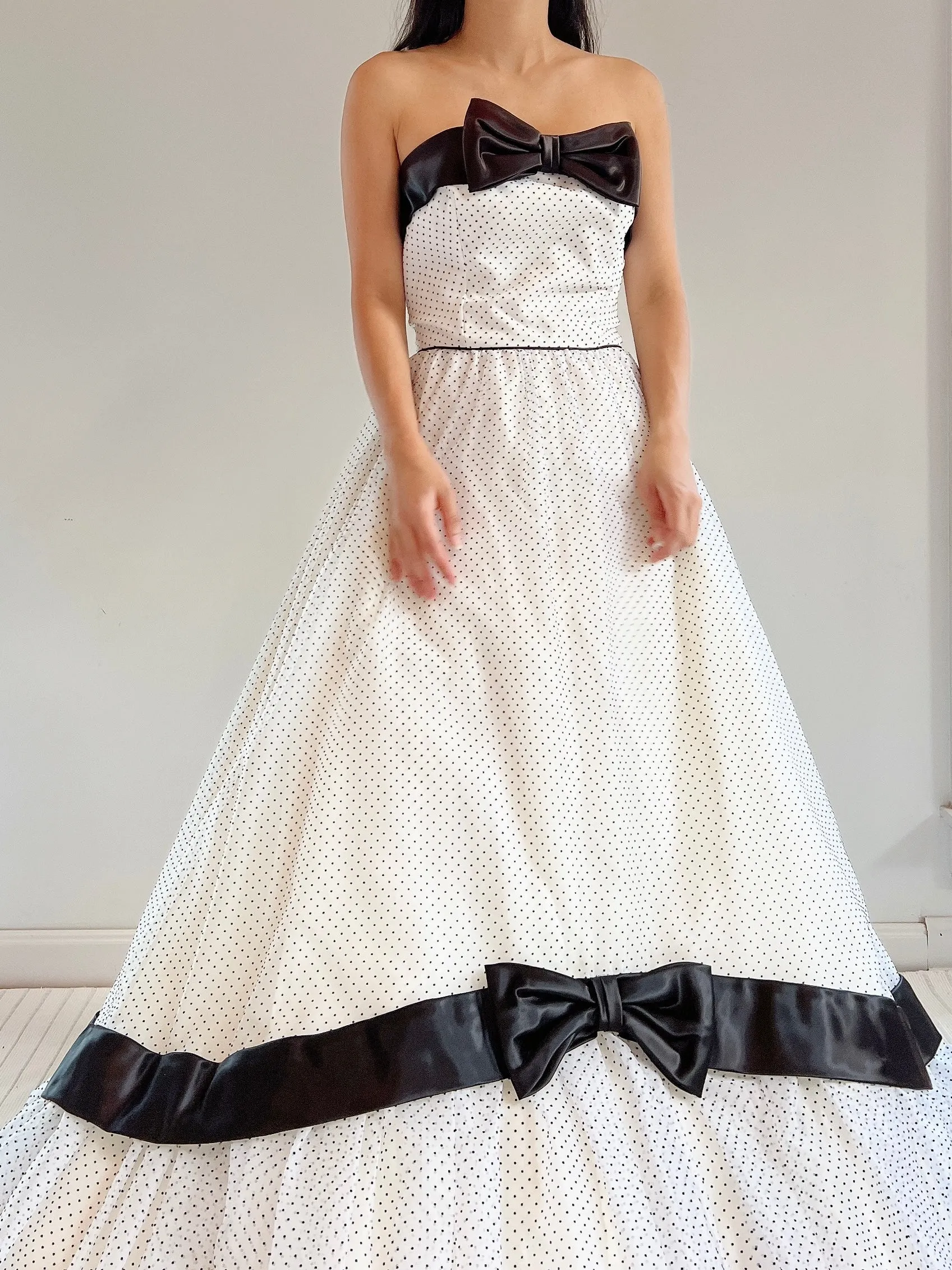 Vintage Strapless Dotted Dress - S/M