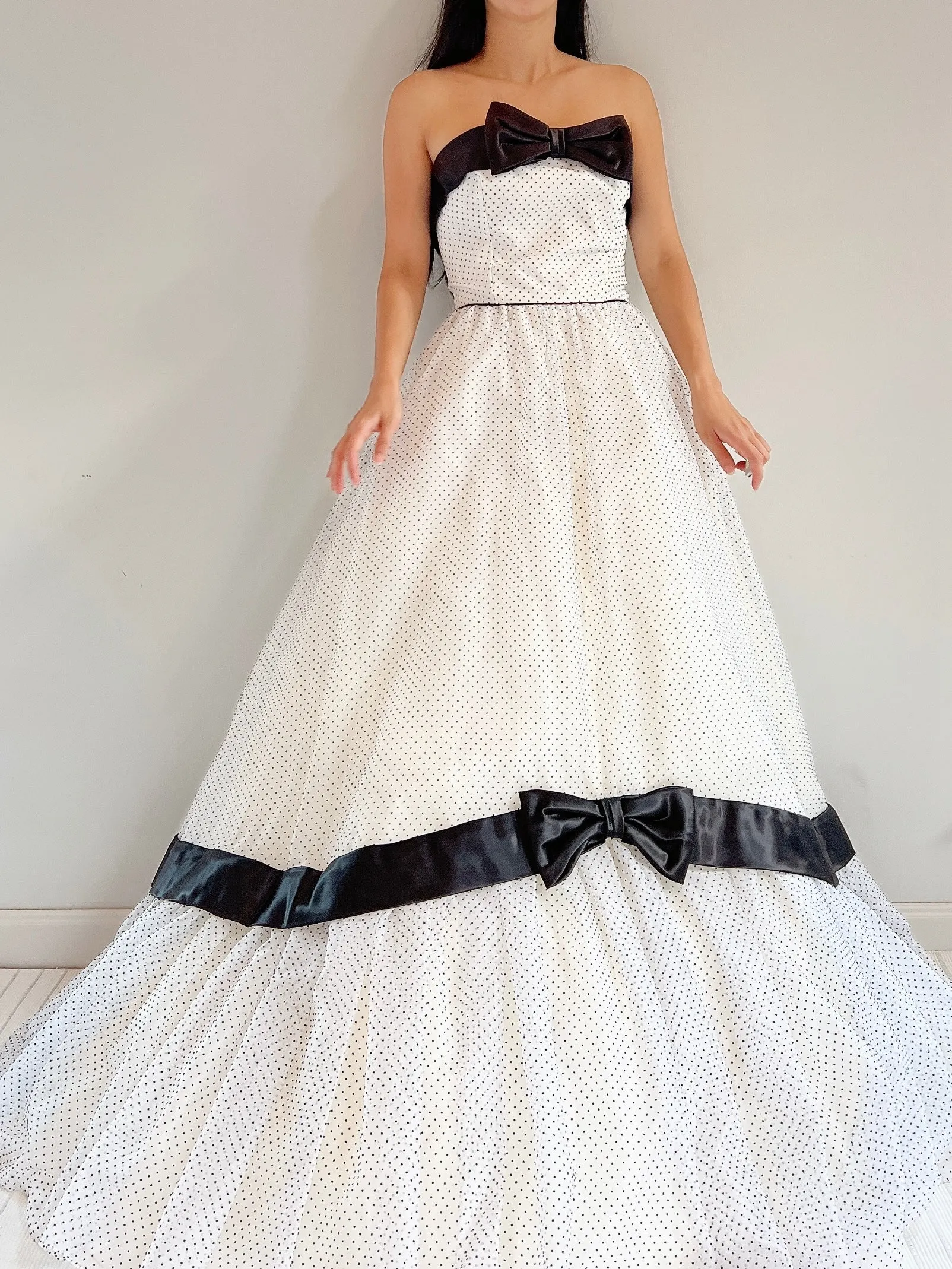 Vintage Strapless Dotted Dress - S/M