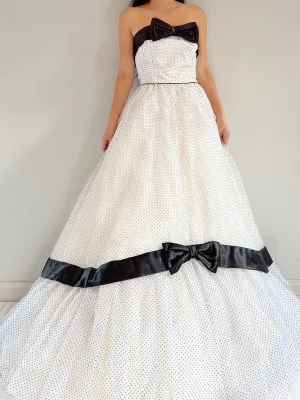 Vintage Strapless Dotted Dress - S/M