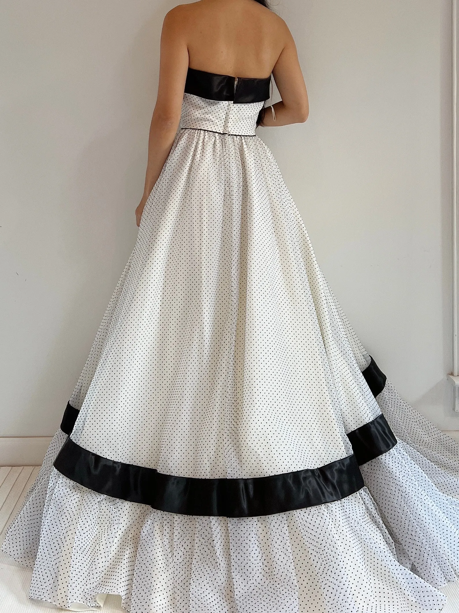 Vintage Strapless Dotted Dress - S/M