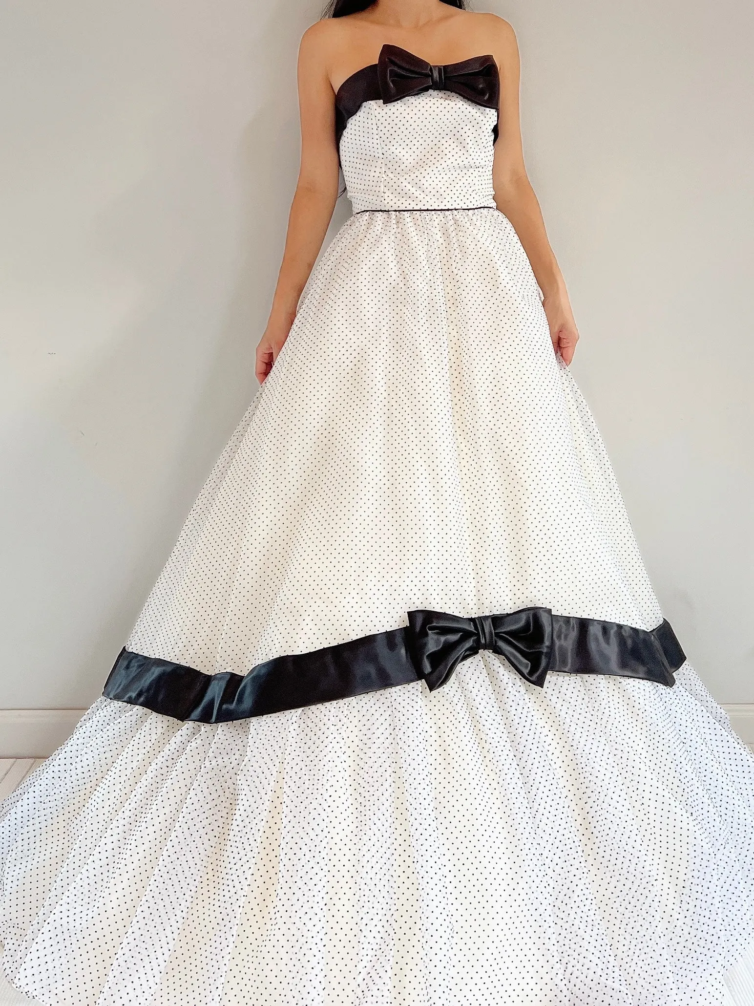 Vintage Strapless Dotted Dress - S/M
