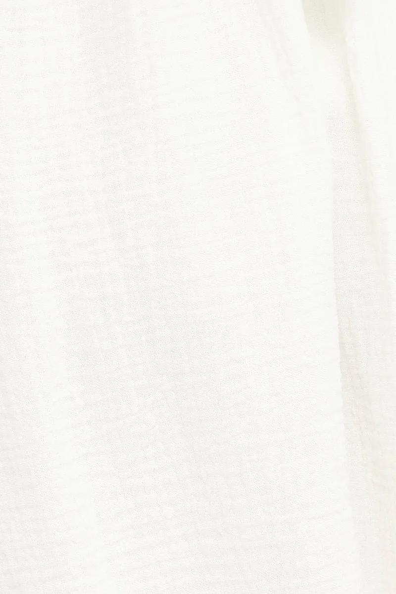 White Fit and Flare Dress Short Sleeve Tie Back Babydoll