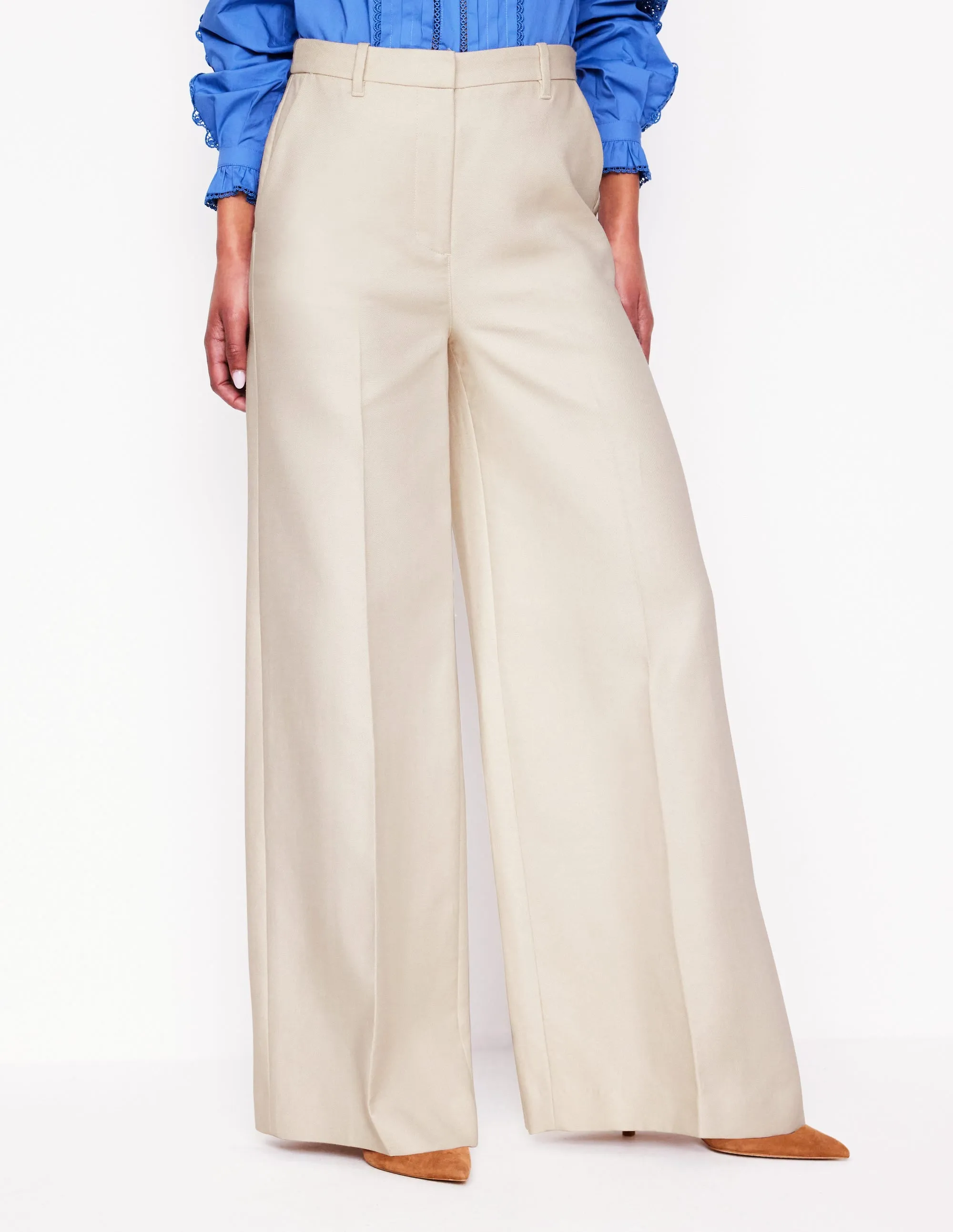 Wide Flare Trousers-Sandpiper Beige