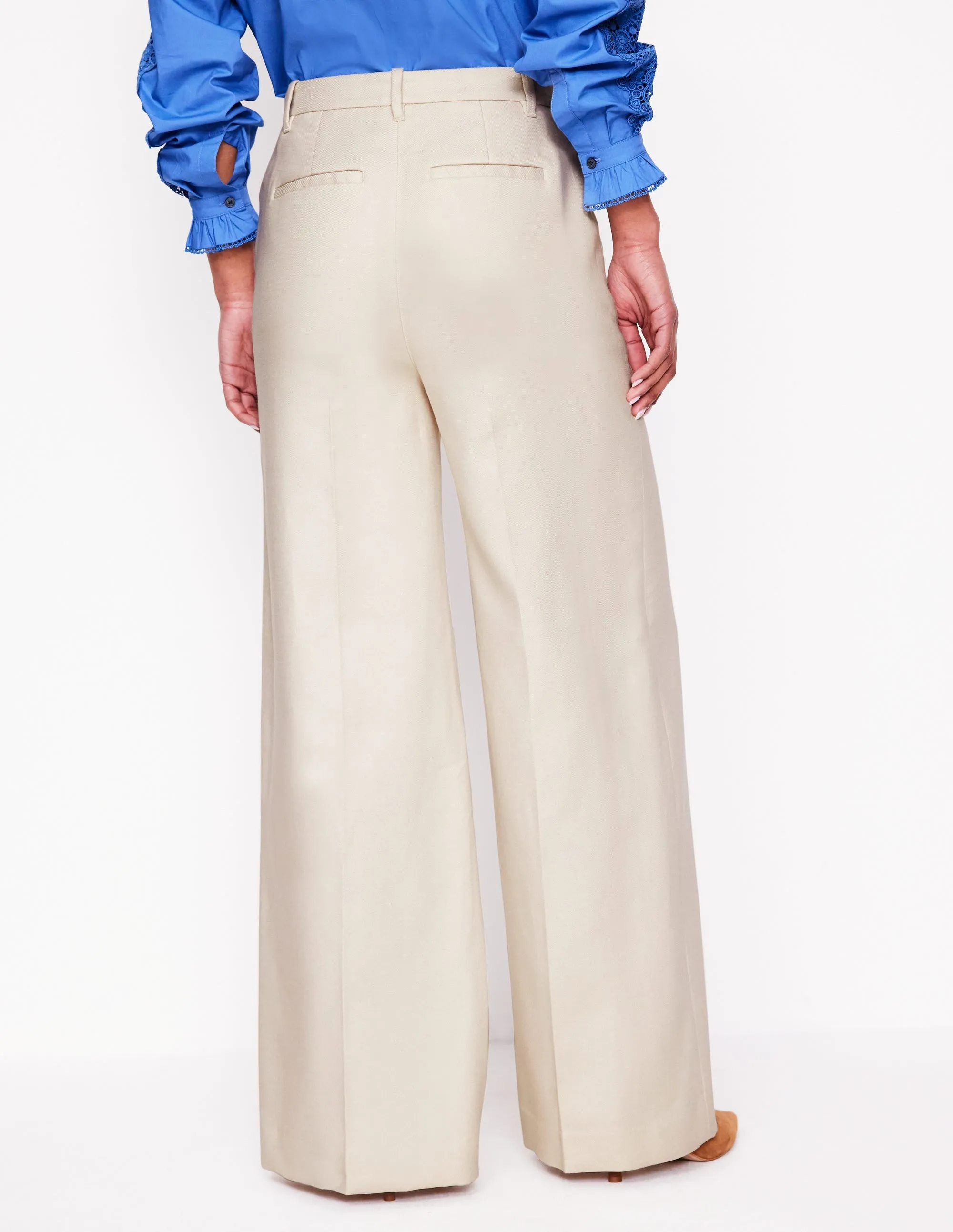 Wide Flare Trousers-Sandpiper Beige