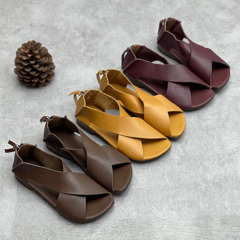 Women Summer Vintage Soft Handmade Leather Sandals