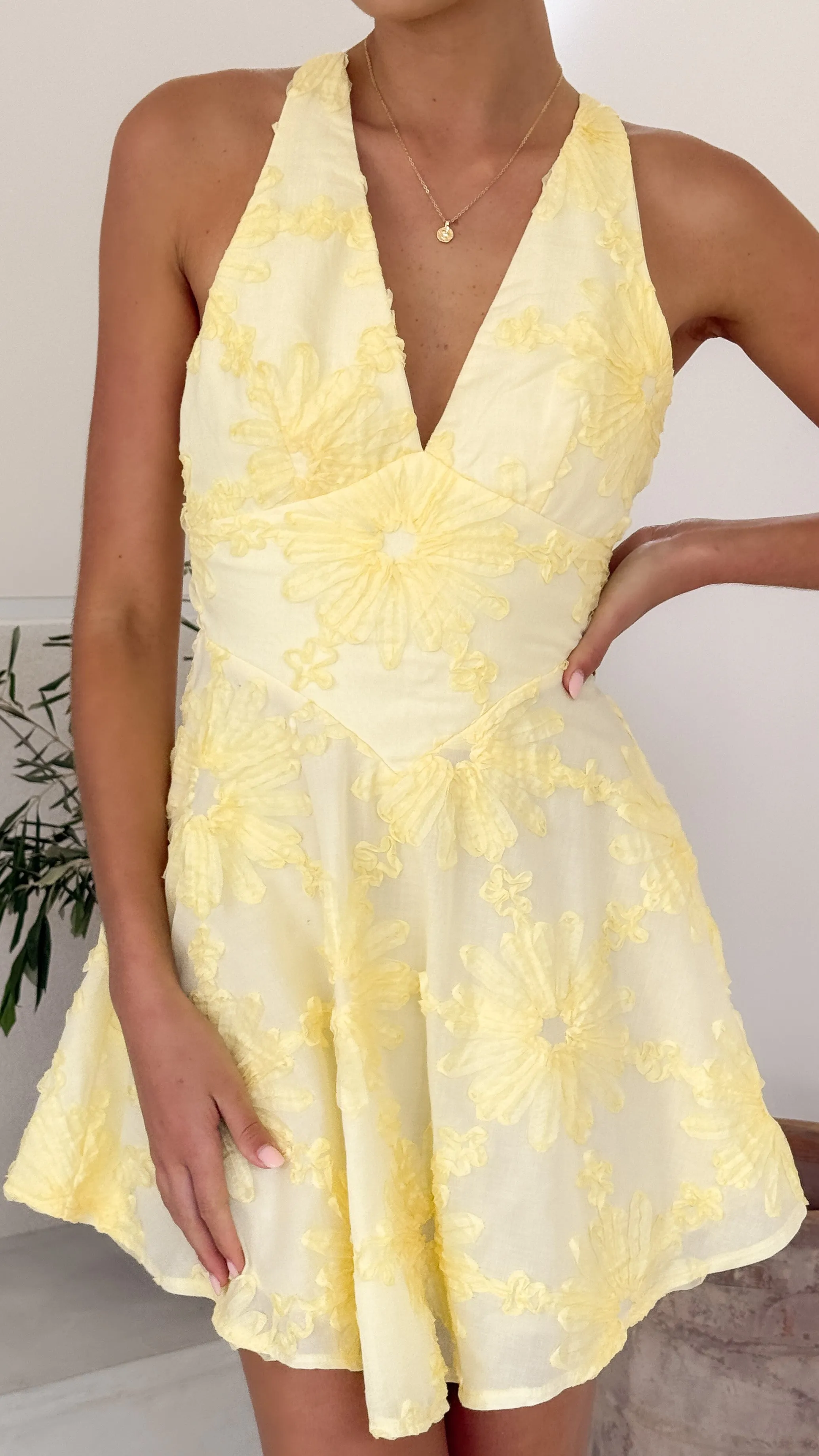 Zaidin Mini Dress - Yellow Floral