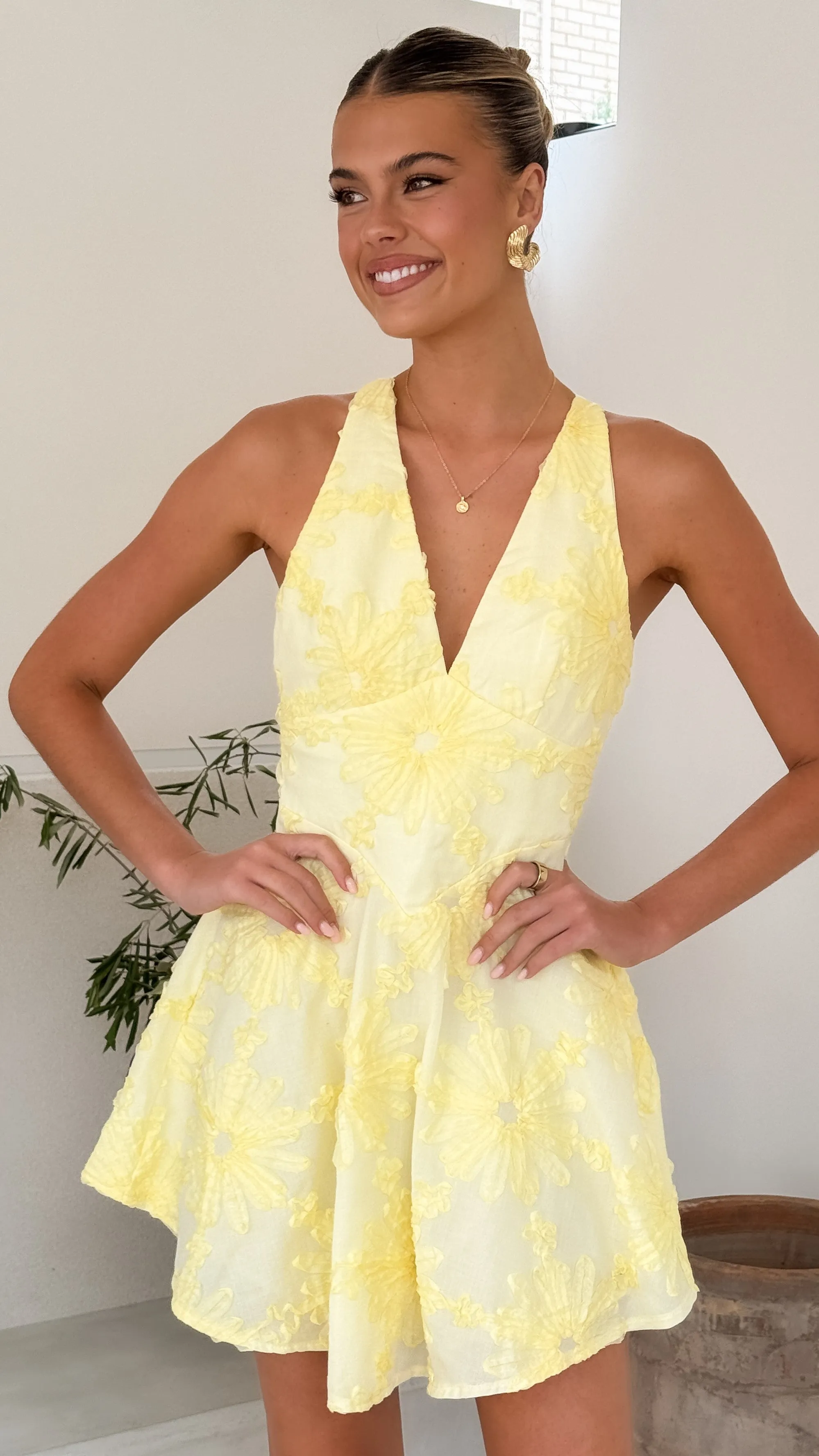 Zaidin Mini Dress - Yellow Floral