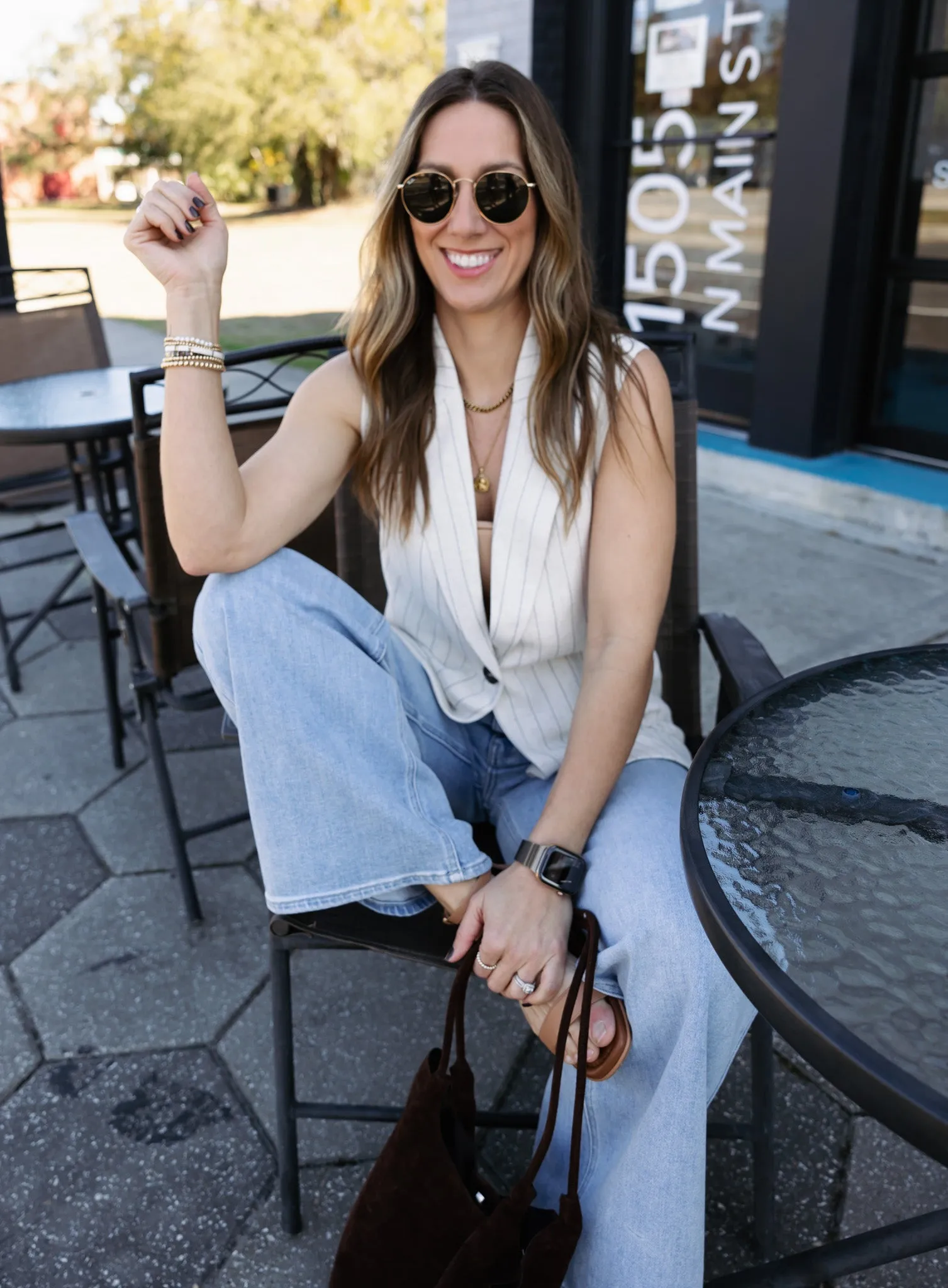 Zander Sleeveless Striped Blazer