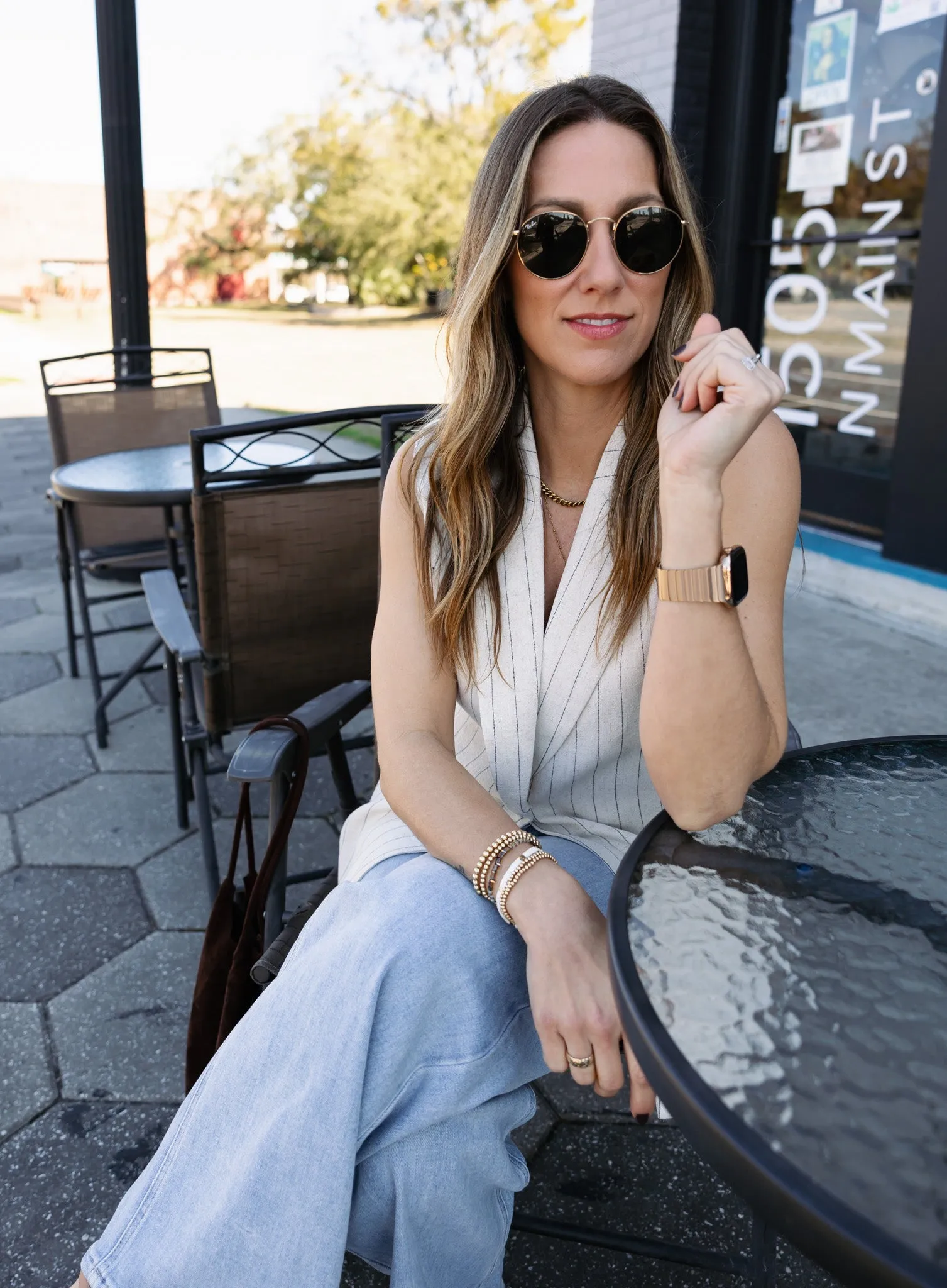 Zander Sleeveless Striped Blazer