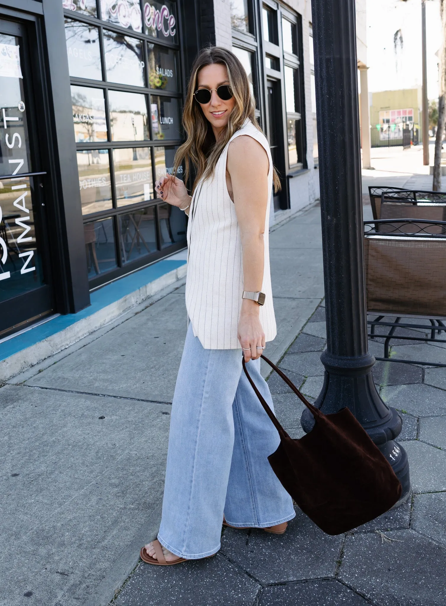 Zander Sleeveless Striped Blazer