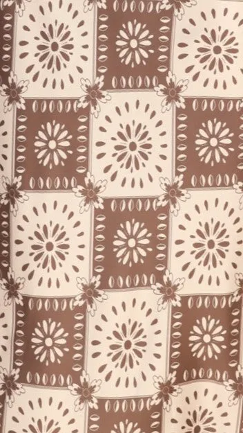 Zeno Maxi Dress - Brown/White Print
