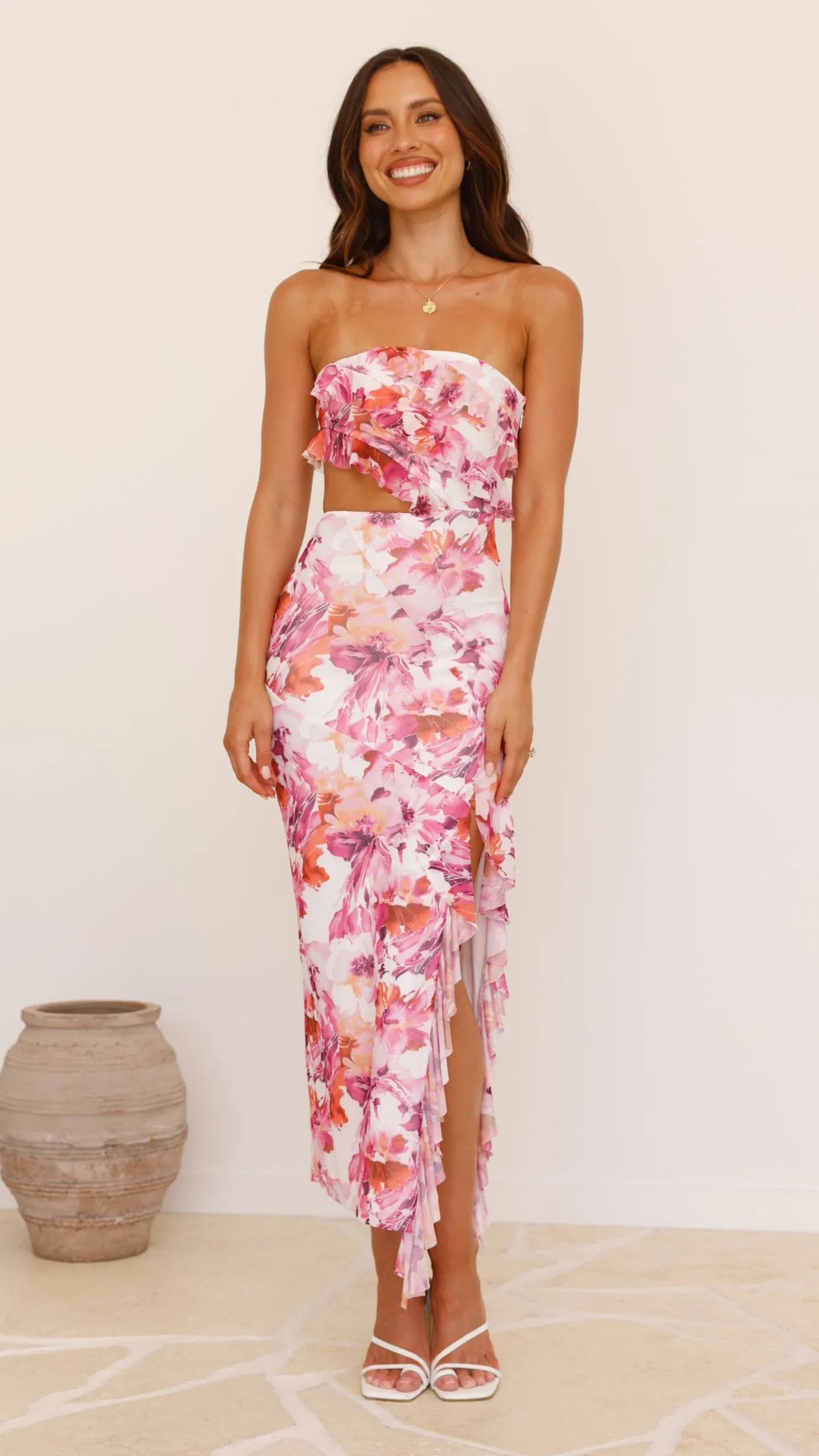 Zinnia Midi Dress - Pink/Purple Floral